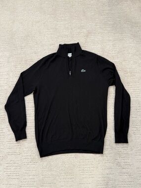 Lacoste Men's Black Half-Zip Pullover Sweater